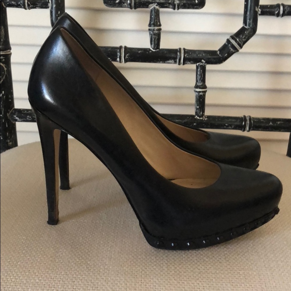 Michael Kors black leather studded heels 37